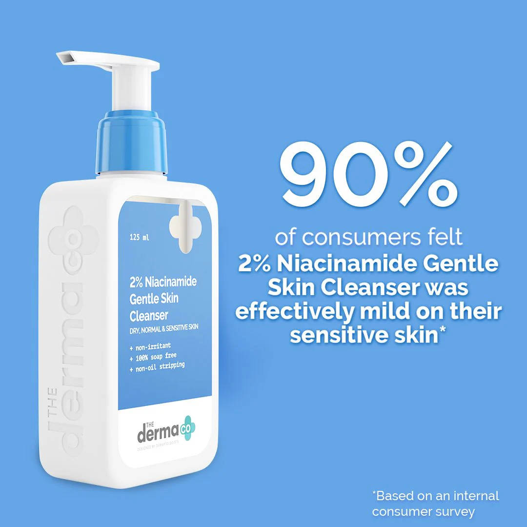 2% Niacinamide Gentle Skin Cleanser for Sensitive, Dry & Normal Skin - 125 ml - Image 3