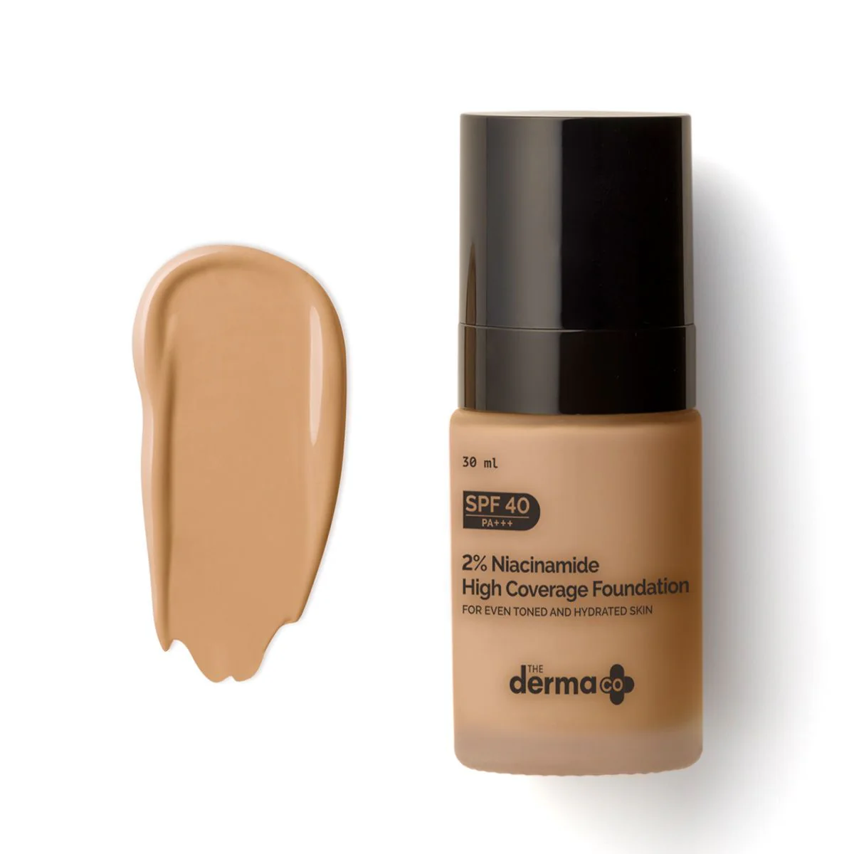 2% Niacinamide High Coverage Foundation With 1% Hyaluronic Acid Complex & SPF 40 PA+++ for 12 Hour Long Stay & 12 Hour Oil Control | 02 Nude